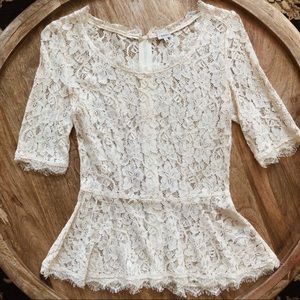Aritzia Peplum Lace Top - Ivory